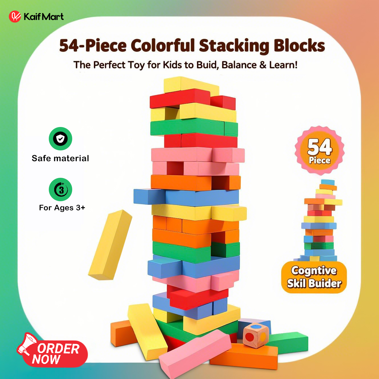 ৫৪ পিস উডেন কালার ব্লক গেইম